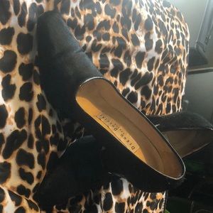 Black mohair black heel shoes